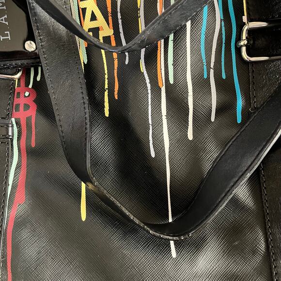 L.A.M.B. Williamsfield Jackson Signature Graffiti Paint Drip Tote - Y2K LAMB Bag - Picture 8 of 10